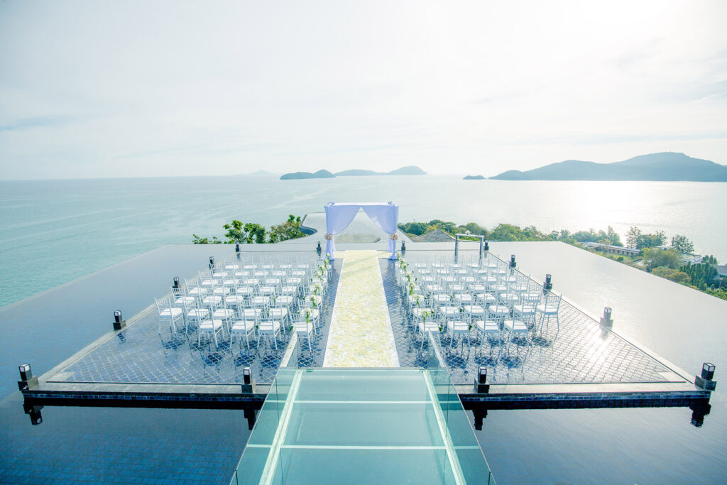 Sri Panwa wedding venue in Phuket, Thailand – luxury cliffside resort with infinity pools, panoramic Andaman Sea views, and romantic tropical spaces for destination weddings and elopements.