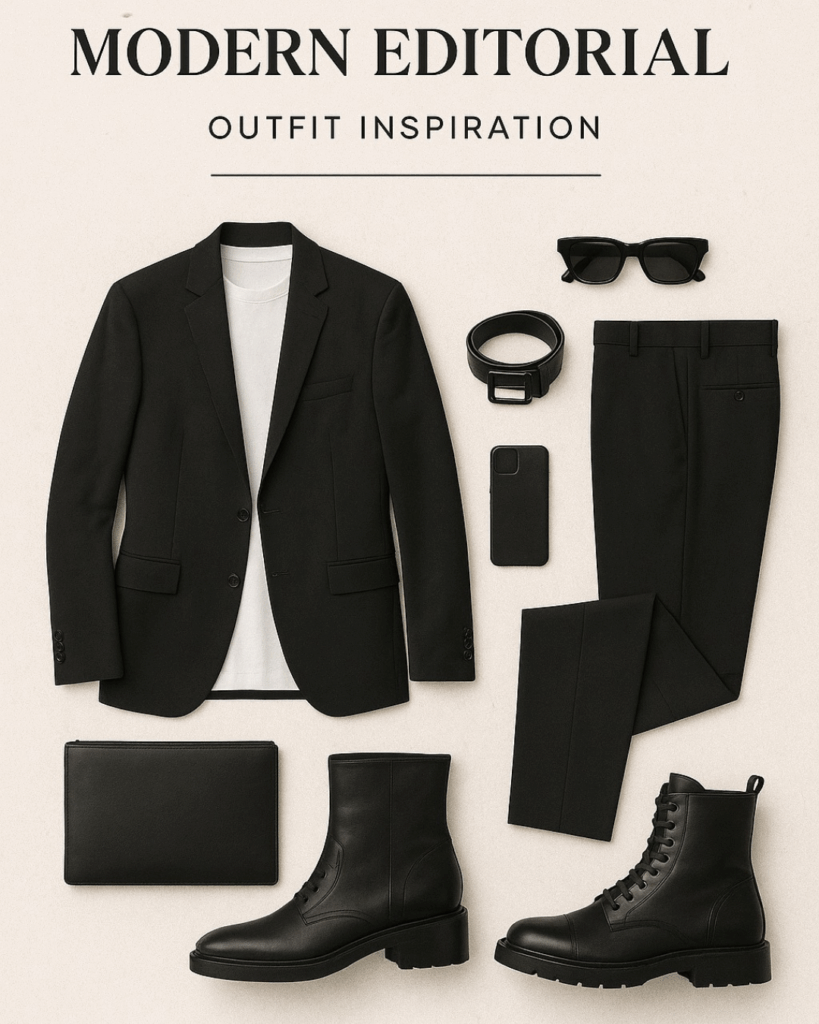 Modern editorial monochrome engagement outfit inspiration for Washington engagement photos.