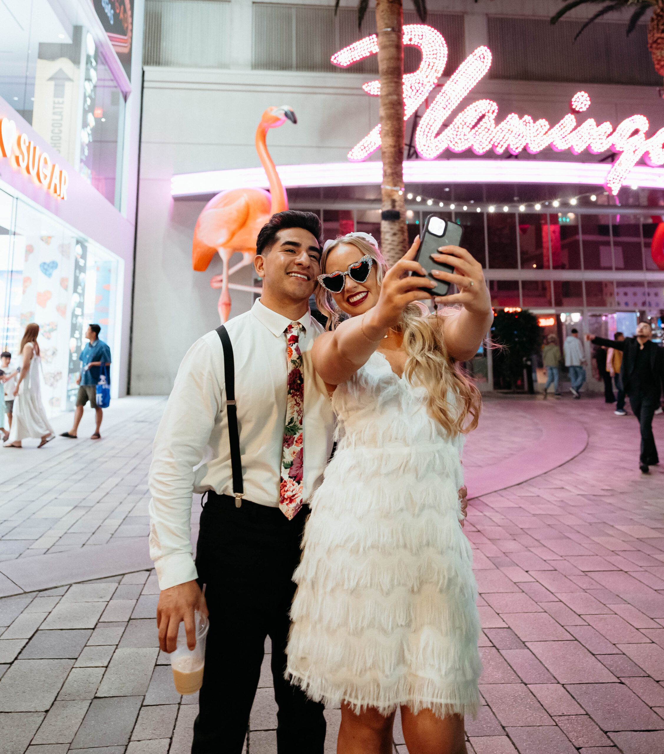 Selfie moment in Las Vegas next to the Flamingo casino