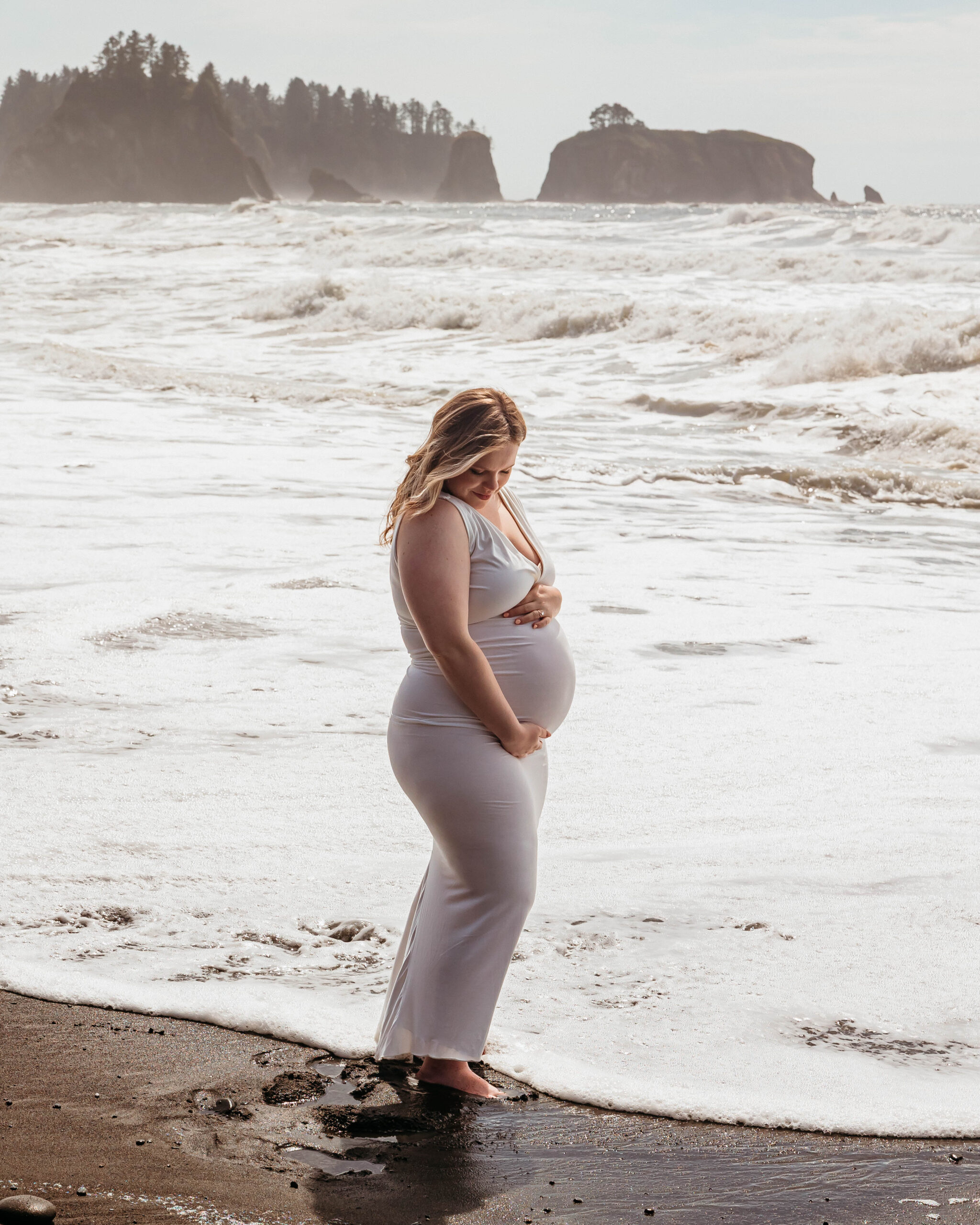 Solo of mama at the beach for maternity session 
