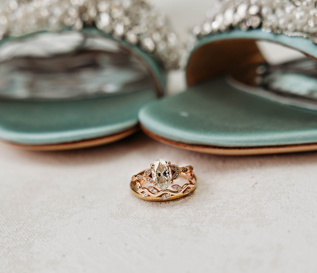 Wedding ring details in California