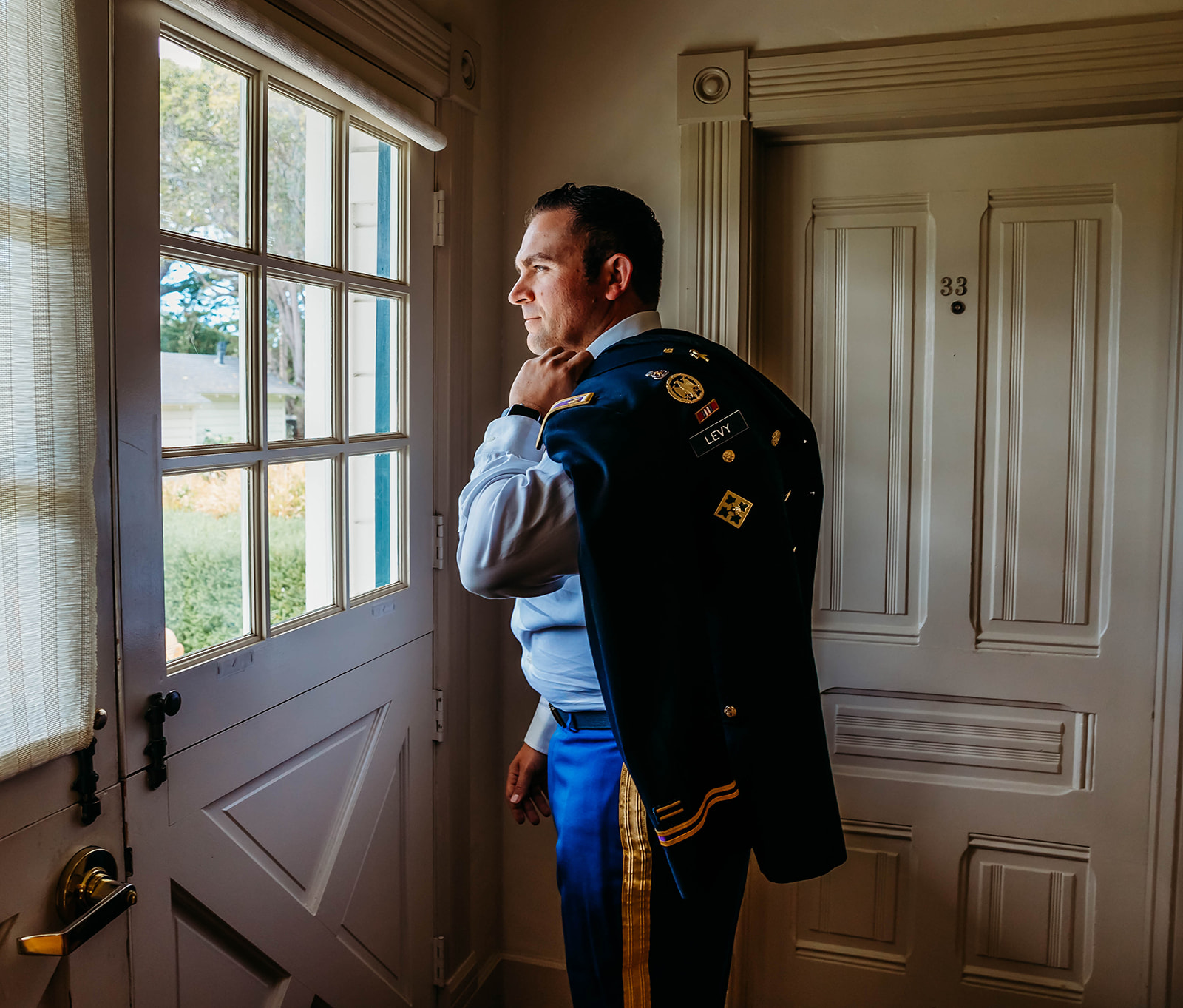 Groom wearing Navy blues 