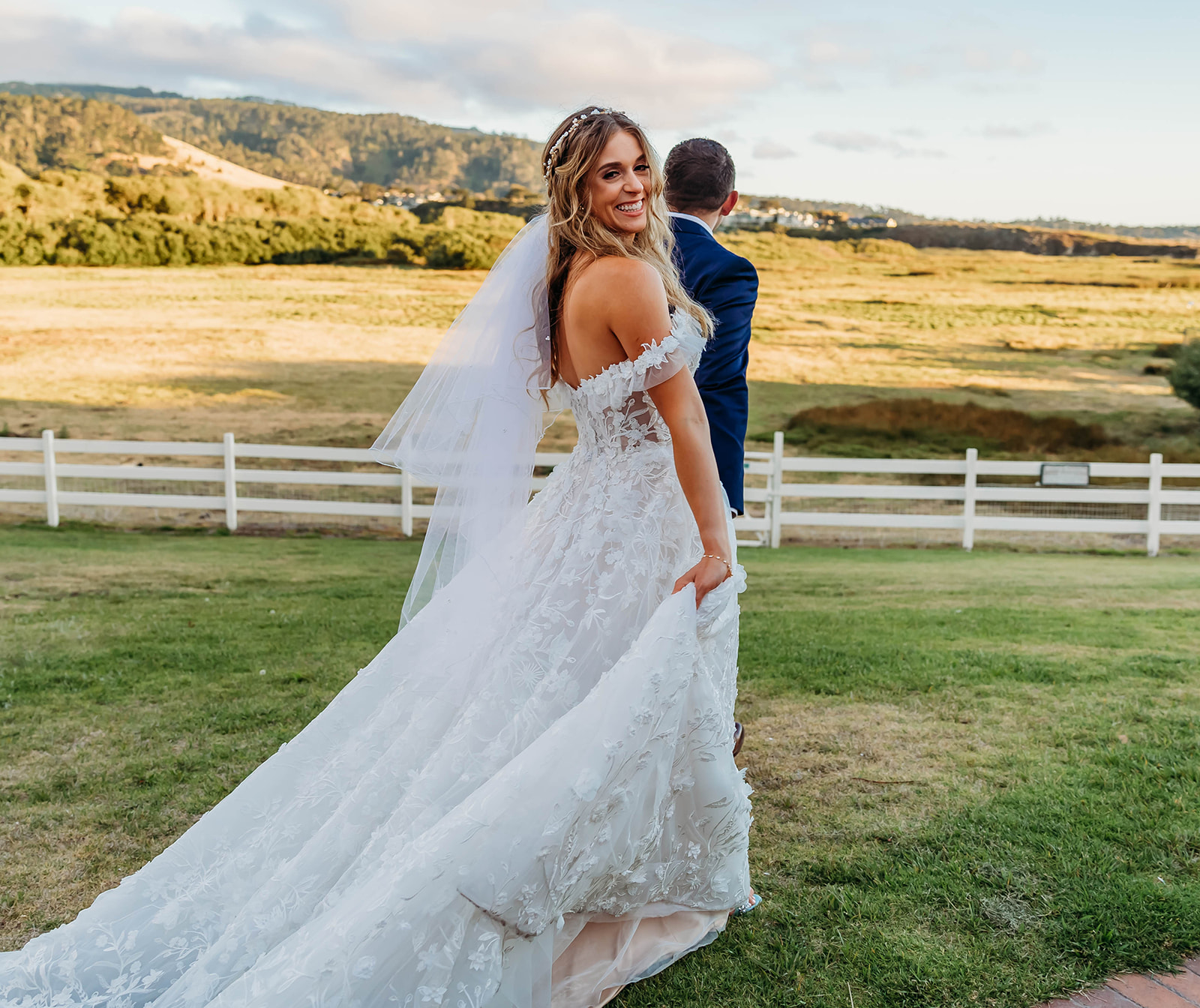Newlywed portraits at Mission Ranch Inn