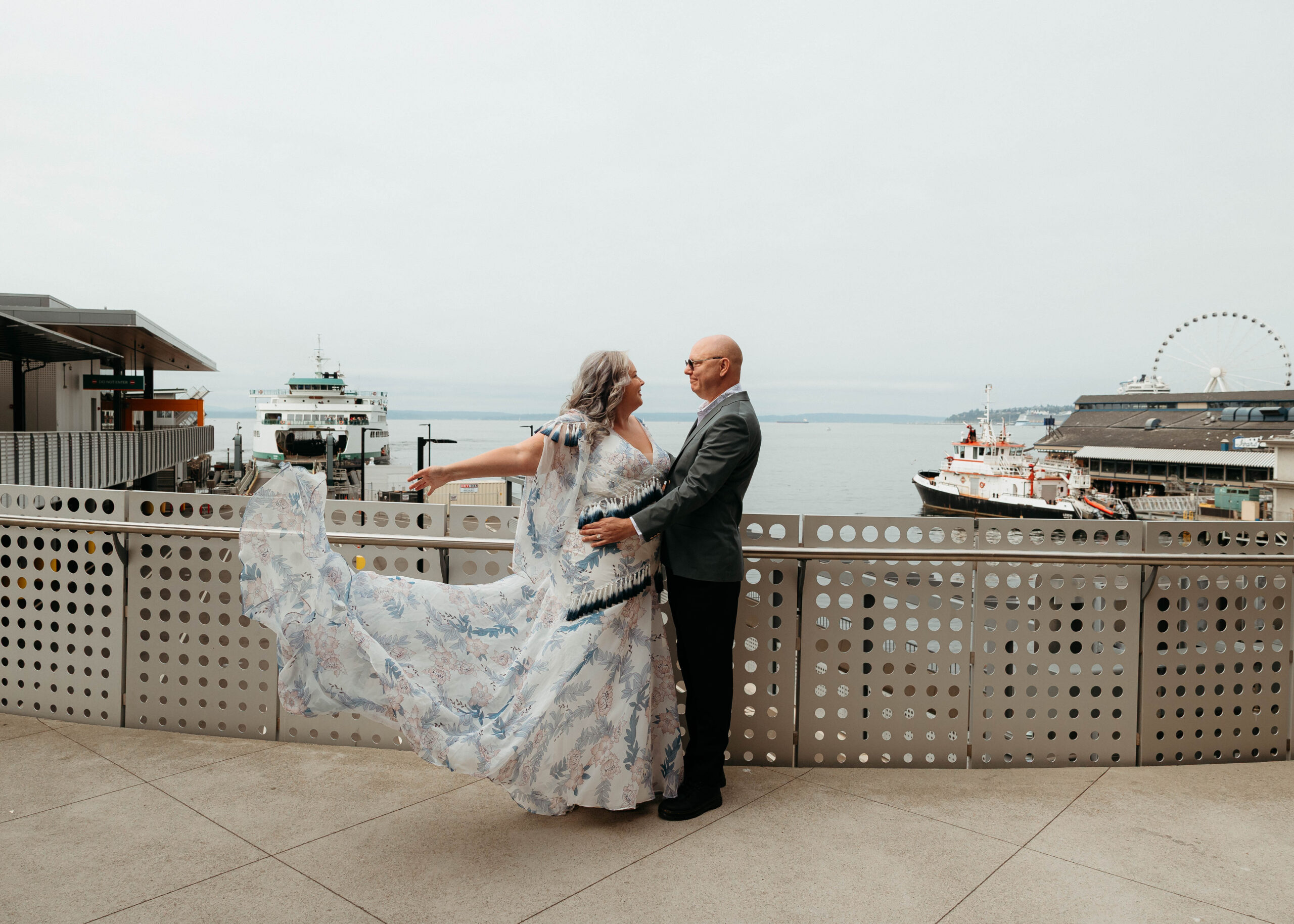 Seattle ferry wedding portraits